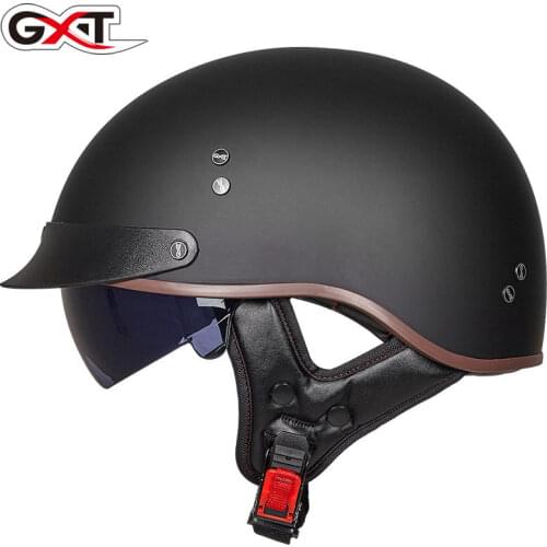 GXT vintage motorcycle helmet vintage summer half helmet with inner visor jet retro capacete casque moto DOT approved