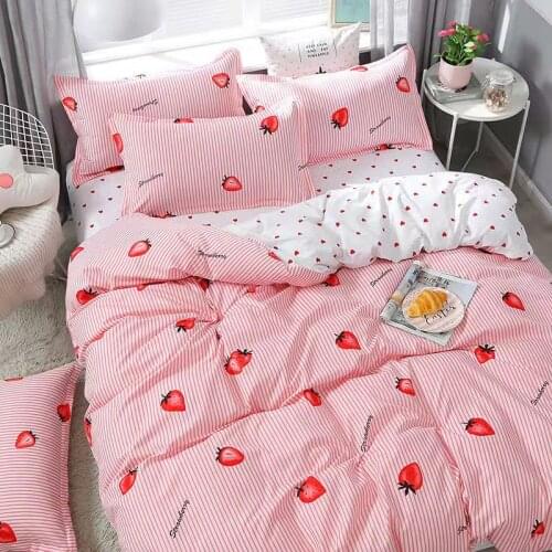 Warm Bedding Set Fashion Fruit Cartoons Flat Sheets Adult Children Bed Linen Duvet Quilt Cover Pillowcase Kawaii Boys Girl