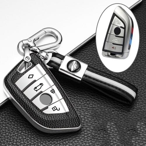 PC+Leather Car Key Cover Case For BMW X1 X3 X5 X6 Series 1 2 5 7 F15 F16 E53 E70 E39 F10 F30 G30 Remote Controller Key Holder