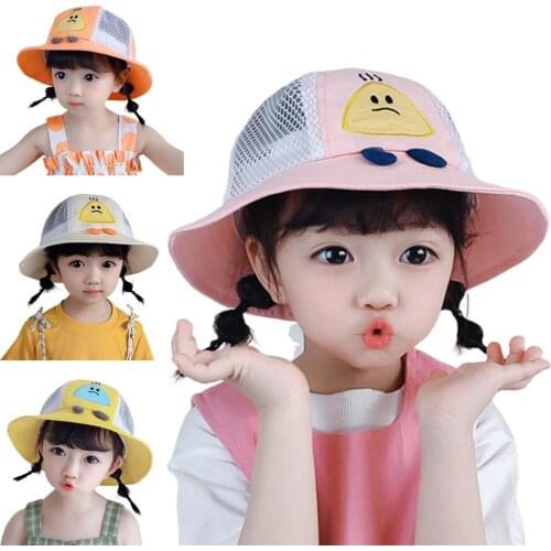 Summer Kids Children Cartoon Mesh Sunhat UV Protection Fisherman Hat Bucket Cap