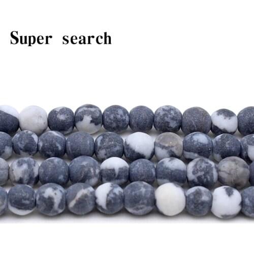 Dull polish matte white and black round beads 4/6/8/10/12mm natural stone beads for jewelry making beaded bracelet