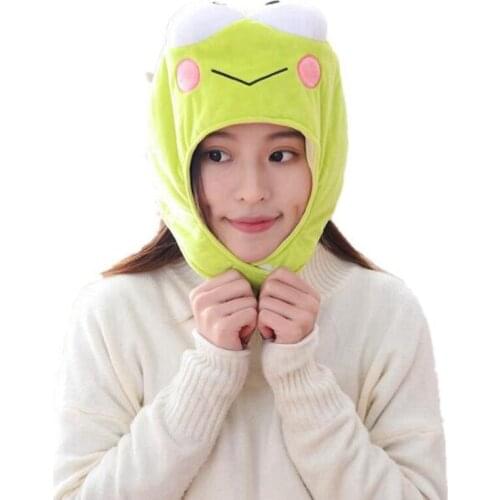 New big eye frog hood hat plush hat toy birthday stuffed Cartoon cap gift