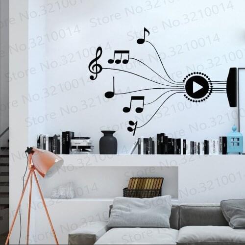 New Design Music Notes Melody Wall Decal Stickers Bedroom Decor Singer Rock Jazz Band Art Mural Removable Decals PW182