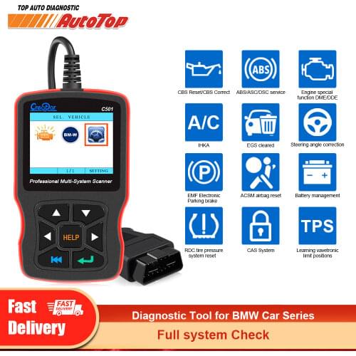 For BMW OBD2 Scanner C501 MINI Diagnosis Code Reader EPS Oil Service Reset EPB ABS Airbag For BMW Full System Diagnostic Tool