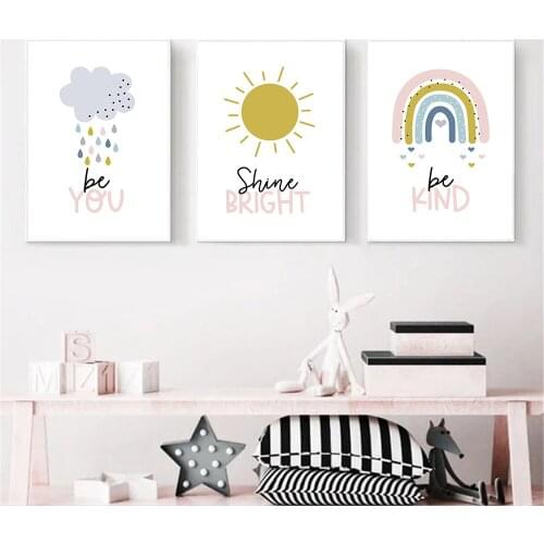 Cloud Rainbow Canvas Poster Painting Sun Wall Art Print Nursery Posters And Prints Nordic Wall Pictures For Baby Kids Room Decor