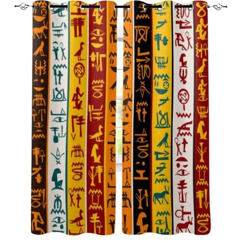 Egyptian Animal Geometric Pattern Window Curtains for Living Room Home Decor Child Bedroom Kitchen Curtains Drapes