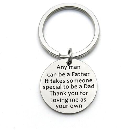 Fathers Day Gift Keychain Family Jewelry Fashion Accessories Step Dad Stainless Steel Key Ring Perfect Gifts