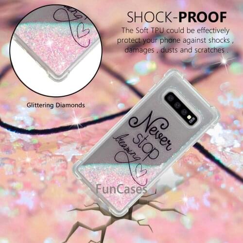 For Samsung Galaxy S10 G973 S10 Plus G975 Liquid Glitter Bling Quicksand Cover Samsung S 10 S10 Plus Shockproof Phone Back Case