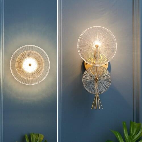 Light luxury atmosphere living room background wall lamp Nordic net red bedroom bedside decoration simple wall lamp