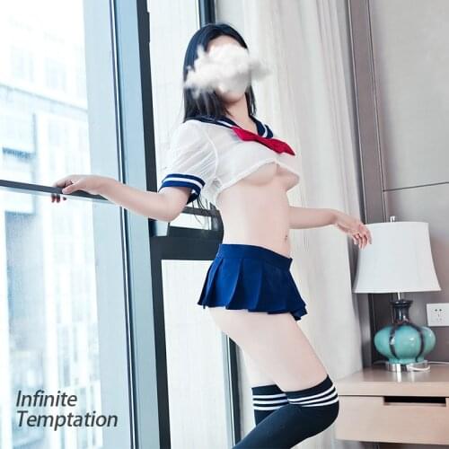 Sexy Womens Hot Adult Anime Prono Erotic Hollow Backless JK Sailor Cosplay Skirt Dress Uniform Outfit Costume