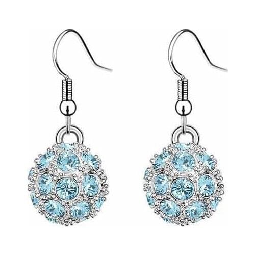 JS E087 Ball Earrings Silver Color Rhinestone Earrings Nickel Free 2014 Fashion Jewelry For Women