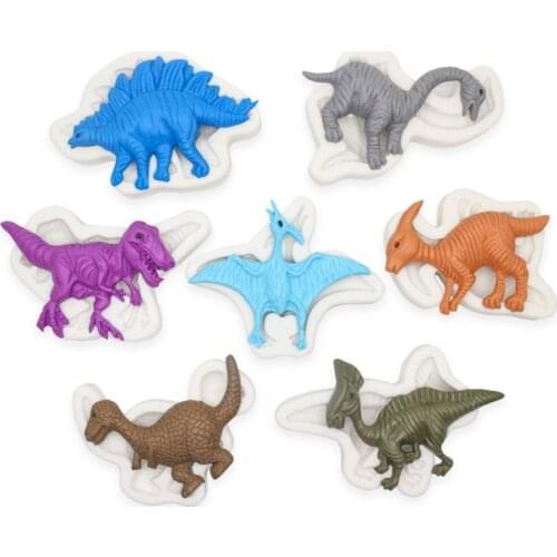 Various Dinosaurs Shape Epoxy Resin Silicone Mold for DIY Handmade Ornaments Plaster Jewelry Kids Toys Key Chain Fondant Mould