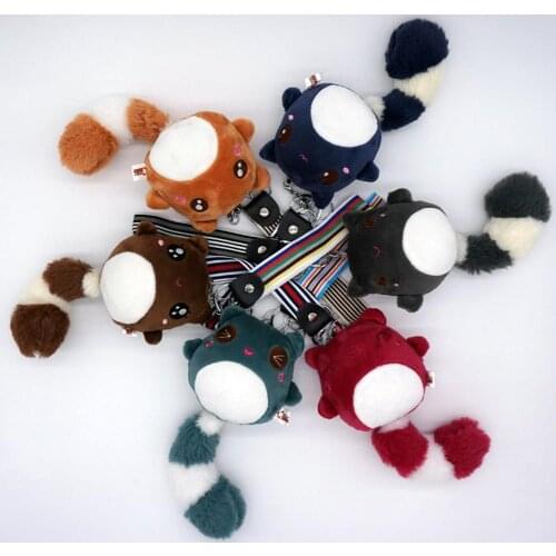 Cute Long Tail Raccoon Plush Doll Pendant Key Holder Keychain Bags Decoration