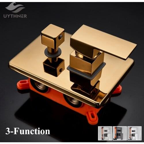 Chrome/Gold/Brushed/Black Bronze 3 Ways Valve Mixer Bathroom Shower Faucet Accessory Concealed Shower Mixer Valve Wall Mounted