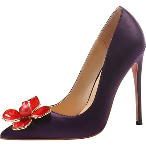 Sexy lady fashion women pumps white patent leather Flowers buckle pointy toe stiletto stripper High heels birde wedding shoes 12