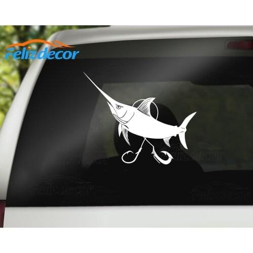 Art Sword Fish Vinyl Car Decal Creative Rear Windshield Decor Sticker Waterproof Car Styling Decal Black White L192