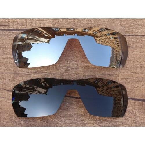 Vonxyz 2 Pieces Stealth Black & Chrome Mirror Polycarbonate Replacement Lenses for-Oakley Offshoot Frame