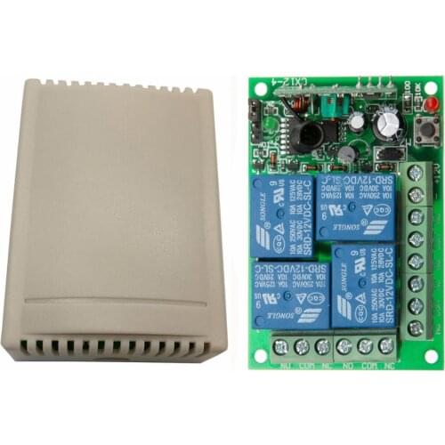 Xuanlongyuan DC12V 24V 4 CH 4CH RF Wireless Remote Control Switch System Receiver,315/433.92 MHz Garage Door /lamp/Switches