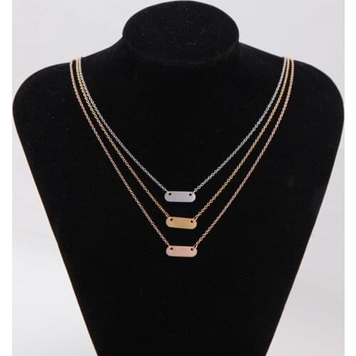 Somsoar Jewelry Personalzation Small Bar Necklace can engraved name date Interesting words as special Gift