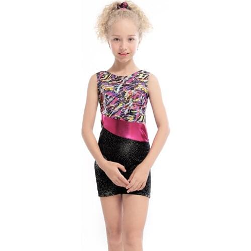 3-10Y Girls Ballet Dance Dress Ribbon Flower Sleeveless Ballet Tutu Child Gymnastic Leotards Ballet Costumes Dancewear Biketard