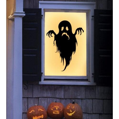 1pc Halloween Stickers Horror Ghost Bat Pumpkin Spider Stickers Window Wall Sticker Room Party Holiday DIY Decoration
