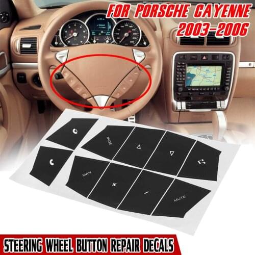 1pcs Car Steering Wheel Button Repair Decals Stickers For Porsche Cayenne 2003 2004 2005 2006 Automotive Interior Stickers