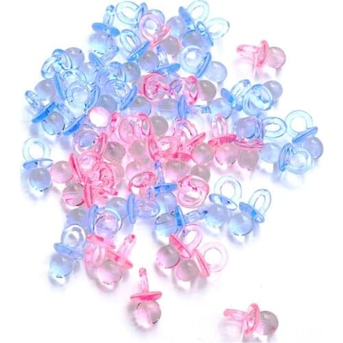 100 Pcs Pink Acrylic Baby Pacifiers Baby Shower Decoration Table Scatter R7RB