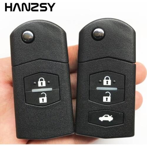 2/3 Buttons Car Flip Folding Key Fob Cover for Mazda 3 5 6 Replacement Remote Key Case blank Shell Uncut Blade