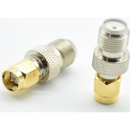 2pcs/1pc F Type Female Jack To SMA Male Plug Straight RF Coaxial Adapter F Connector To SMA Convertor Gold Tone