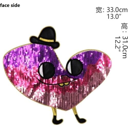 2PCS Clothing Accessories Heart-shaped Cartoon Man Patch Sew On Iron On Patch DIY Embroider Sequin Appliquefor Clothing Stickers