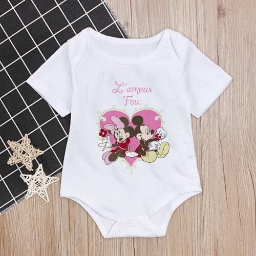 2021 Baby Girl Clothes Bodysuits Newborn Clothing Mickey&Minnie Printing Summer Baby Boy Clothes Roupa de bebe
