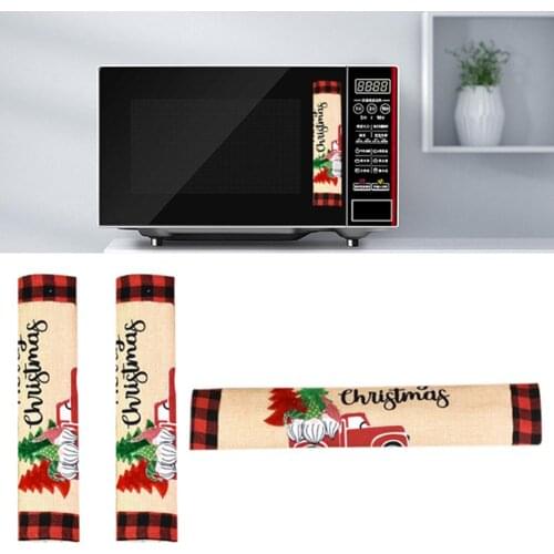 3Pcs Christmas Refrigerator Microwave Oven Door Handle Cover Sleeve Decoration