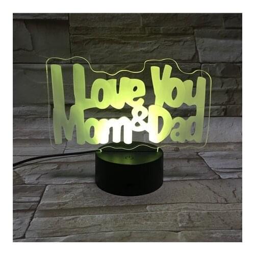 I Love you Dad&Mom 3D LED night Light Romantic table Lamp