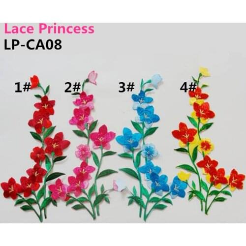 5 pairs 12x25 CM lace fabric flower applique patch embroidered flowers stage cheongsam clothes diy accessories LP-CA08