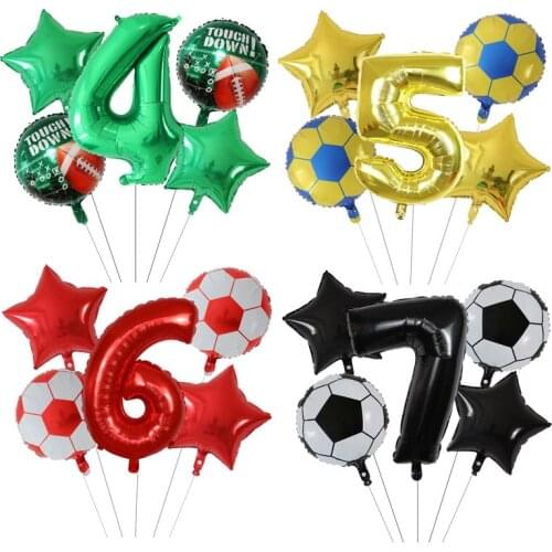5pcs Football Balloons Birthday Party Decorations 30inch Green Helium Foil Globos Kids Boy World Cup Ball Soccer Party Supplies
