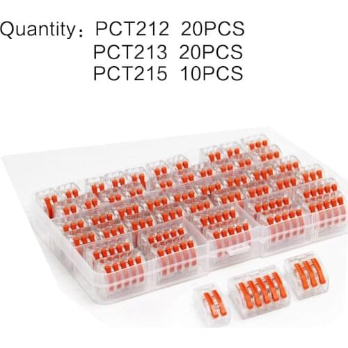 50PCS Transparent Wire Cable Terminal Connector Block Household Push-in Quick Soft And Hard Wire Connector Electrical PCT-212