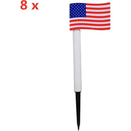 8 pcs/lot Outdoor Solar Garden Light Waterproof US Flag LED Bulb Lawn Home Camping Night Lights Solar Powered Landscape Lamp