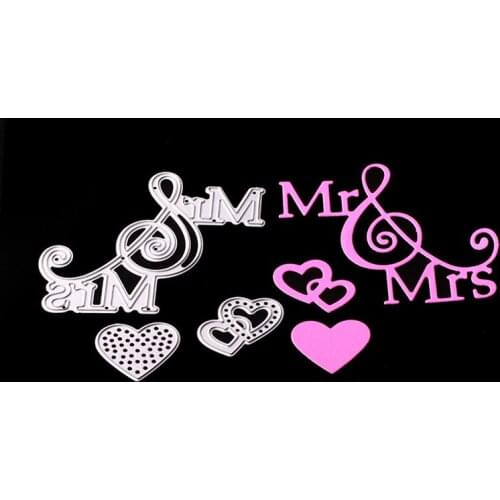 80*70mm Mr love heart Mrs Metal Cutting Dies for scrapbooking Stencils for Craft Paper DIY Scrapbooking new Template