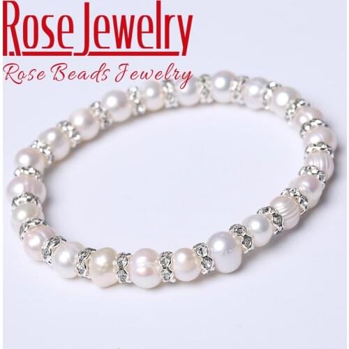 Free Shipping 4A Quality Natural Freshwater White Pearl Bracelets Romantic 7-8 mm Beads Gifts for Women