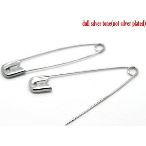 Free shipping-100PCs Silver Tone Safety Pins Findings 5.1x1.1cm(2"x3/8"), M00872