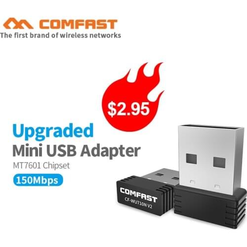 Comfast MT7601U 150Mbs mini USB Wireless Wifi Adapter 2.4G wifi ethernet Network Card 802.11b/g/n 2dBi Antenna pc wifi dongle