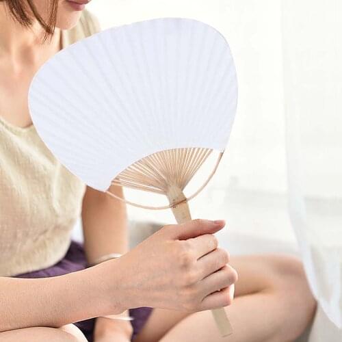 Pure White Pai-fan Hand-painted Round Fine Art Fan Blank Calligraphy Painting DIY Craft Supplies Summer White Fan Custody