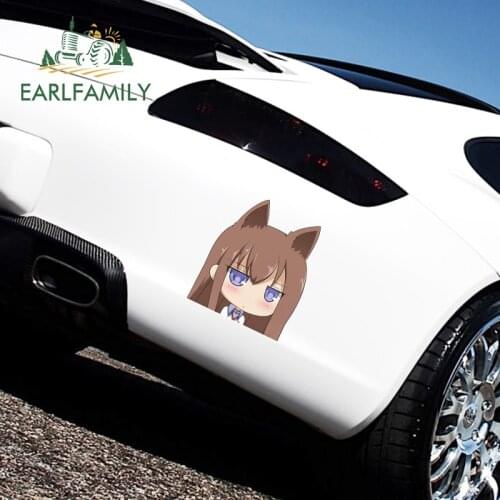 EARLFAMILY 43cm x 31cm Cartoon Anime Peek Girl Car Stickers JDM Racing Graffiti Decals Car Head Body Window Trunk Car Wrap Decor
