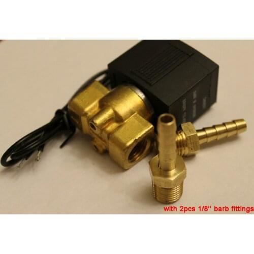 Free Shipping 1/8" Electric Solenoid Valve Air Gas Diesel B20N 220VAC w BARB Fittings 1/8'' Thread