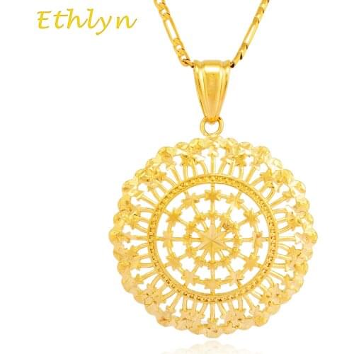 Ethlyn Unisex Fashion Gold Color Necklaces&pendants hollow Round pendants Trendy Jewelry accessories P086