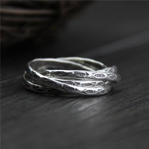 Fyla Mode 100% 999 Silver Rings Gifts Vintage Lucky Fish Carved Multilayer Ring Thai Silver Jewelry Width 5.5mm Weight 4.20g