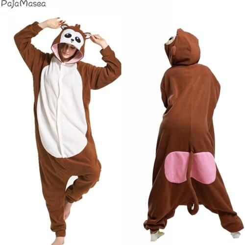 Baboon Adult Onesie Animal Cosplay Boy Men Pajama Cartoon Fleece Overall Women Jumpsuit Homewear Onsie Costume Raccoon Kigurumi