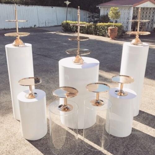 White round acrylic acrylic pedestal floor display plinth for wedding & party event senyu1705