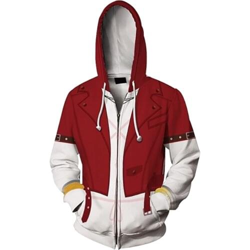 Final Fantasy VII Aerith Gainsborough Cosplay 3D Print Hoodies Pocket Zip Up Jacket Sweatshirts Girls Adult Coat Tops