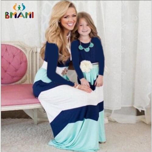 Mommy and me fashion Long sleeve Autumn dress 2018 Mother & kids New Striped Mother daughter dresses family matching outfits